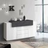 Dmora Kommode Arbon, Küchen-Sideboard mit 3 Türen und 3 Schubladen, Wohnzimmer-Buffet, 100 % Made in Italy, 160 x 45 x 86 cm, glänzendes Weiß und Schiefer, Bild 2