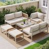 Flieks Gartenlounge-Set, 7-Sitzer Polyrattan Gartenmöbel Balkonset mit verstellbaren Fußpads Bild 2