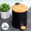 Mülleimer mit Bambus-Deckel, Bad-Abfalleimer mit Soft-Close, 5 l, schwarz Bild 3