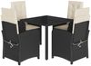 vidaXL 5-tlg. Garten-Essgruppe mit Kissen Schwarz Poly Rattan 3212195 Bild 2