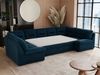 Ecksofa, Sofa big XXL, Wellenfedern, Wohnlandschaft XXL, mit Schlaffunktion - COMODO U - Dunkelblau Velours - Topper T25 Bild 3
