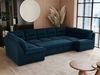 Ecksofa, Sofa big XXL, Wellenfedern, Wohnlandschaft XXL, mit Schlaffunktion - COMODO U - Dunkelblau Velours - Topper T25 Bild 2