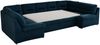 Ecksofa, Sofa big XXL, Wellenfedern, Wohnlandschaft XXL, mit Schlaffunktion - COMODO U - Dunkelblau Velours - Topper T25 Bild 5