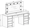 Vente-unique - JENEMI Schminktisch Holz, Platte Weiß - B 53,6 cm x H 142,6 cm x L 152,3 cm Bild 4