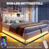 Smartes Polsterbett 180 x 200 cm mit LED-Beleuchtung, USB- und hydraulischem Stauraum, weichem Samtbezug und Metallrahmen, Beige Bild 5
