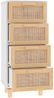 Sideboard, Kommode Weiß 40x30x90 cm Massivholz Kiefer und Natur-Rattan j3222p Bild 5
