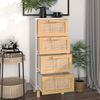 Sideboard, Kommode Weiß 40x30x90 cm Massivholz Kiefer und Natur-Rattan j3222p Bild 3