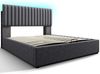 Polsterbett 160×200 cm aus Leinen-Stoff mit Matratze, LED-Beleuchtung und USB-C-Anschluss, grau Bild 5