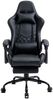 Delman Gaming-Stuhl, Bürostuhl, ergonomischer Chefsessel mit 6-Punkt-Massagefunktion, Fußstütze und Metallfußkreuz, Kunstleder, Schwarz Bild 4