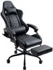Delman Gaming-Stuhl, Bürostuhl, ergonomischer Chefsessel mit 6-Punkt-Massagefunktion, Fußstütze und Metallfußkreuz, Kunstleder, Schwarz Bild 5