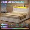 KIMENICH Polsterbett mit LED-Beleuchtung, Hydraulisches Stauraumbett (Ohne Matratze), mit Steckdosen, offenem Regal & verstecktem Stauraum, 160x200 cm Bild 4