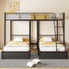 Merax Dreifaches Etagenbett mit Schubladen, Metallbettrahmen, umwandelbar in 140 x 200 Doppelbett und zwei 90 x 200 Einzelbetten, multifunktionales Metallrahmenbett, schwarz Bild 5