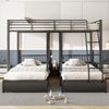 Merax Dreifaches Etagenbett mit Schubladen, Metallbettrahmen, umwandelbar in 140 x 200 Doppelbett und zwei 90 x 200 Einzelbetten, multifunktionales Metallrahmenbett, schwarz Bild 2