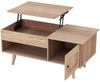 COSTWAY Couchtisch, Holz, höhenverstellbar, mit Stauraum & Schrank Bild 4