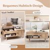 COSTWAY Couchtisch, Holz, höhenverstellbar, mit Stauraum & Schrank Bild 2