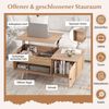 COSTWAY Couchtisch, Holz, höhenverstellbar, mit Stauraum & Schrank Bild 3