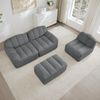 3-Sitzer modulares Ecksofa H 79 x T 228 x B 165 cm mit Ottoman in Grau, rahmenlos, aus granuliertem Fleece Bild 4