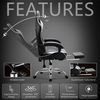 Refined Living Gaming-Stuhl Ergonomie Gaming chair mit Fußstütze, Kopfstütze Massage-Lendenkissen (Verstellbare Neigung auf der Rückseite Höhenverstellbar Computerstuhl), Gepolstert Bürostuhl Drehstuhl 360° für Erwachsene Mädchen Junge Bild 3