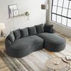 Flieks Modulares L-Form Cloud Sofa, extra tiefe Sitzfläche, breit gepolstert, mit Chaiselongue links & Kissen, kein Aufbau nötig, Chenille, Grau Bild 3