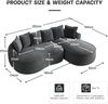 Flieks Modulares L-Form Cloud Sofa, extra tiefe Sitzfläche, breit gepolstert, mit Chaiselongue links & Kissen, kein Aufbau nötig, Chenille, Grau Bild 4