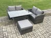 Fimous Terrassenmöbel Set Polyrattan Langer rechteckiger Esstisch und Loveseat Sofa set mit Großer Fußhocker Dunkelgrau gemischt Bild 2