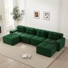 Flieks 4-Sitzer Sofa, Modular U-Form Schlafsofa, Tiefsofa mit 2 Ottoman & 4 Kissen, Cord, Grün Bild 3