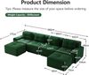 Flieks 4-Sitzer Sofa, Modular U-Form Schlafsofa, Tiefsofa mit 2 Ottoman & 4 Kissen, Cord, Grün Bild 4