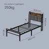 VASAGLE Bettgestell 90 x 200 cm mit Stauraum, Metallrahmen, Bett mit LED-Beleuchtung und Kopfteil, schwarz-braun Bild 5