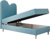 Kinderbett FLOW, Boxspringbett für Kinder, mit hohem Kopfteil, Einzelbett mit Matratze - 90x180 - Blau Velours - Topper Visco Bild 5