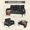 LVHOM Cord 3er-Set 2-Sitzer+Sessel+Hocker, Flexibel für Wohnzimmer Ecksofa mit Seitentaschen, Sitzgruppe Grau Bild 2