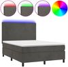 vidaXL Boxspringbett mit Matratze & LED Dunkelgrau 140x200 cm Samt 3136006 Bild 2