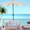 Sonnenschirm Marktschirm Ø3m beige Beleuchtung Strandschirm Gartenschirm UV Bild 2