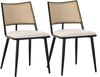 Esszimmerstühle mit Rattan-Rückenlehne & PU-Sitz, 80 x 46 x 48 cm, 2er-Set, Schwarz Bild 5