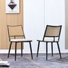 Esszimmerstühle mit Rattan-Rückenlehne & PU-Sitz, 80 x 46 x 48 cm, 2er-Set, Schwarz Bild 4