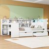 L-förmiges Tagesbett 140x200 mit Schreibtisch, Multifunktionsbett mit LED-Kopfteil, USB, Bücherregal und Stauraum, weiß Bild 3