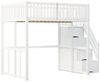 STILVORA Hochbett Kinderbett 140x200 mit Stauraum Jugendbett mit Zäune,Massive Kiefer (mit Sicherheits-Aufbewahrungsleiter, Bettgestell aus massivem Kiefernholz für Kinder und Jugendliche, 140 x 200 cm) ohne Matratze Bild 4