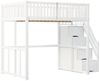 STILVORA Hochbett Kinderbett 140x200 mit Stauraum Jugendbett mit Zäune,Massive Kiefer (mit Sicherheits-Aufbewahrungsleiter, Bettgestell aus massivem Kiefernholz für Kinder und Jugendliche, 140 x 200 cm) ohne Matratze Bild 3