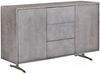 KAWOLA Sideboard GALA 2 Türen 3 Schubladen Kunstleder grau Fuß Edelstahl gebürstet 85 x 40 x 140 cm Bild 3