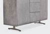 KAWOLA Sideboard GALA 2 Türen 3 Schubladen Kunstleder grau Fuß Edelstahl gebürstet 85 x 40 x 140 cm Bild 4