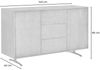 KAWOLA Sideboard GALA 2 Türen 3 Schubladen Kunstleder grau Fuß Edelstahl gebürstet 85 x 40 x 140 cm Bild 5