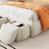 Polsterbett 90x200 mit Hasenohren und dimmbarem LED-Licht, Samtbezug, inklusive Aufbewahrungshockern Einzelbett, beige Bild 4