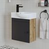 Roomart PUNTO Badmöbel Set– 2-teiliges Badezimmermöbel Set - Waschbecken mit Unterschrank - H 45 x B 24.5 x T 46.5 cm • Anthrazit-Eiche Bild 1
