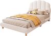 90*200cm Flachbett, Kinderbett, Plush, niedliches Kopfteil, Weiß Bild 5