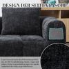 L-Form Sofa, 3-Sitzer, Chenille, Chaiselongue, 3 Kissen, Schwarz Bild 3