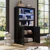 Vitrine schwarz freistehend 100x35x170 cm LED Beleuchtung Glasböden Schrank Spanplatte Bild 2