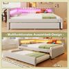 Merax Daybett Polsterbett 140x200cm mit Ausziehbarem Bett, Schlafsofa Tagesbett mit Ladefunkion & LED, Jugendbett Doppelbett, Leinen, Beige Bild 5