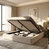 Polsterbett,Doppelbett,180 x 200cm,hydraulisches Funktionsbett,Bett mit Lattenrost, Kopfteil, gepolstertes Kopfteil, Beige Chenille Bild 4