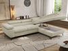 MKS Möbel 'Pablo L-Form' Ecksofa mit Schlaffunktion, verstellbare Kopfstützen, Creme, Schenille grob, T25 Topper, Rechts Bild 3