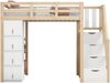 Hochbett 90x200 cm mit 4 Schubladen und 3-stufigem Regal – Massivholz in Naturholz Bild 4