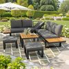 Merax Gartenlounge-Set, 7-Sitzer Gartenmöbelset mit 5 verstellbaren Rückenlehnenpositionen, Grau Bild 3